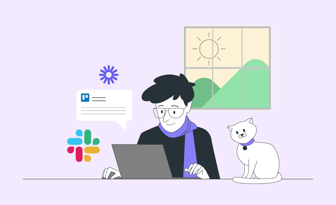 a person sitting at a desk with a cat and a laptop